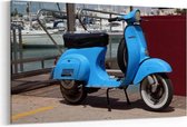Schilderij - Blauwe Vespa motor scooter — 90x60 cm