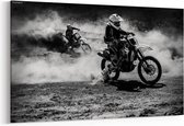 Schilderij - Motocross racer accelerating in dust track — 100x70 cm