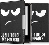 kwmobile hoes geschikt voor Tolino Vision 1 / 2 / 3 / 4 HD - Magnetische sluiting - E reader cover in wit / zwart - Don't Touch My E-Reader design