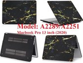 Macbook Case voor Macbook Pro 13 inch (2020) A2289/A2251 - Laptop Cover - Marmer Zwart Goud