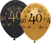 CREATIVE PARTY - 6 zwarte en gouden 40 jaar ballonnen