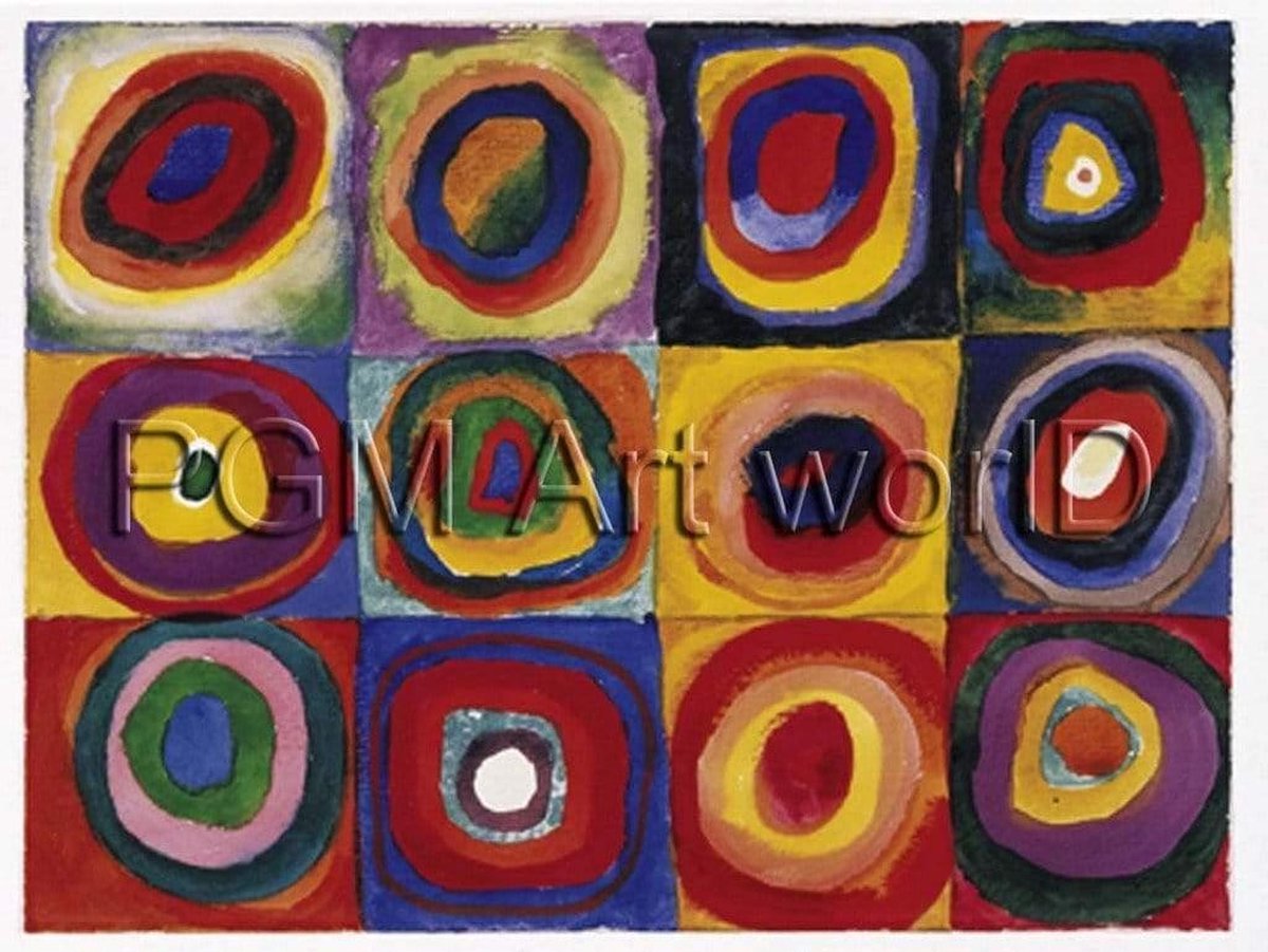 PGM Kunstdruk Wassily Kandinsky - Farbstudie Quadrate 120x90cm Divers
