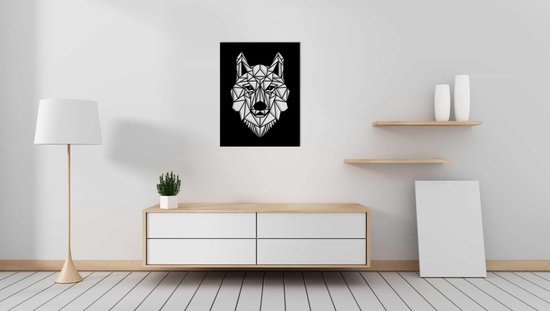 Line Art - Wolf square 6 - L - 107x82cm - décoration murale géométrique