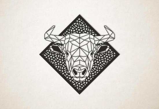 Line Art - Bull2 avec fond - M - 60x60cm - décoration murale géométrique