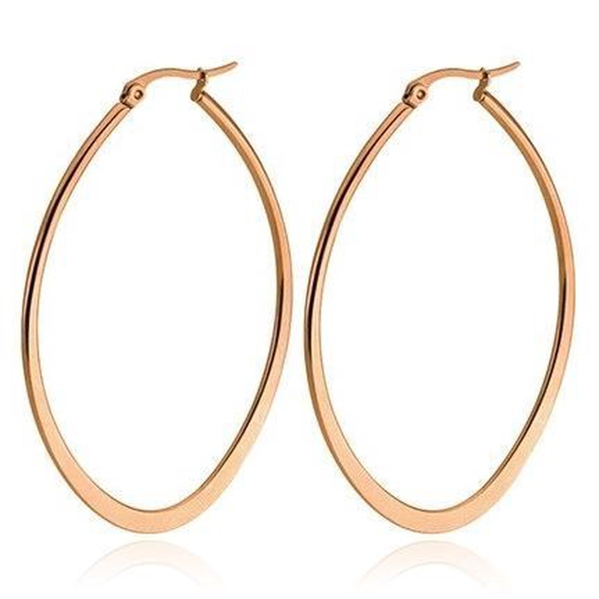Ovale oorbellen Cilla Jewels Edelstaal Rose-40mm