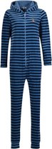 Woody unisex onesie - donkerblauw-blauw gestreept - kat - 202-1-ONE-V/958 - maat 116