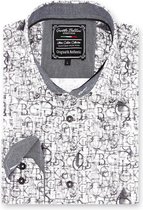 Heren Overhemd - Slim Fit - Geometric Alphabet - Wit - Maat S