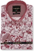 Heren Overhemd - Slim Fit - Luxury Paisley - Rood - Maat S