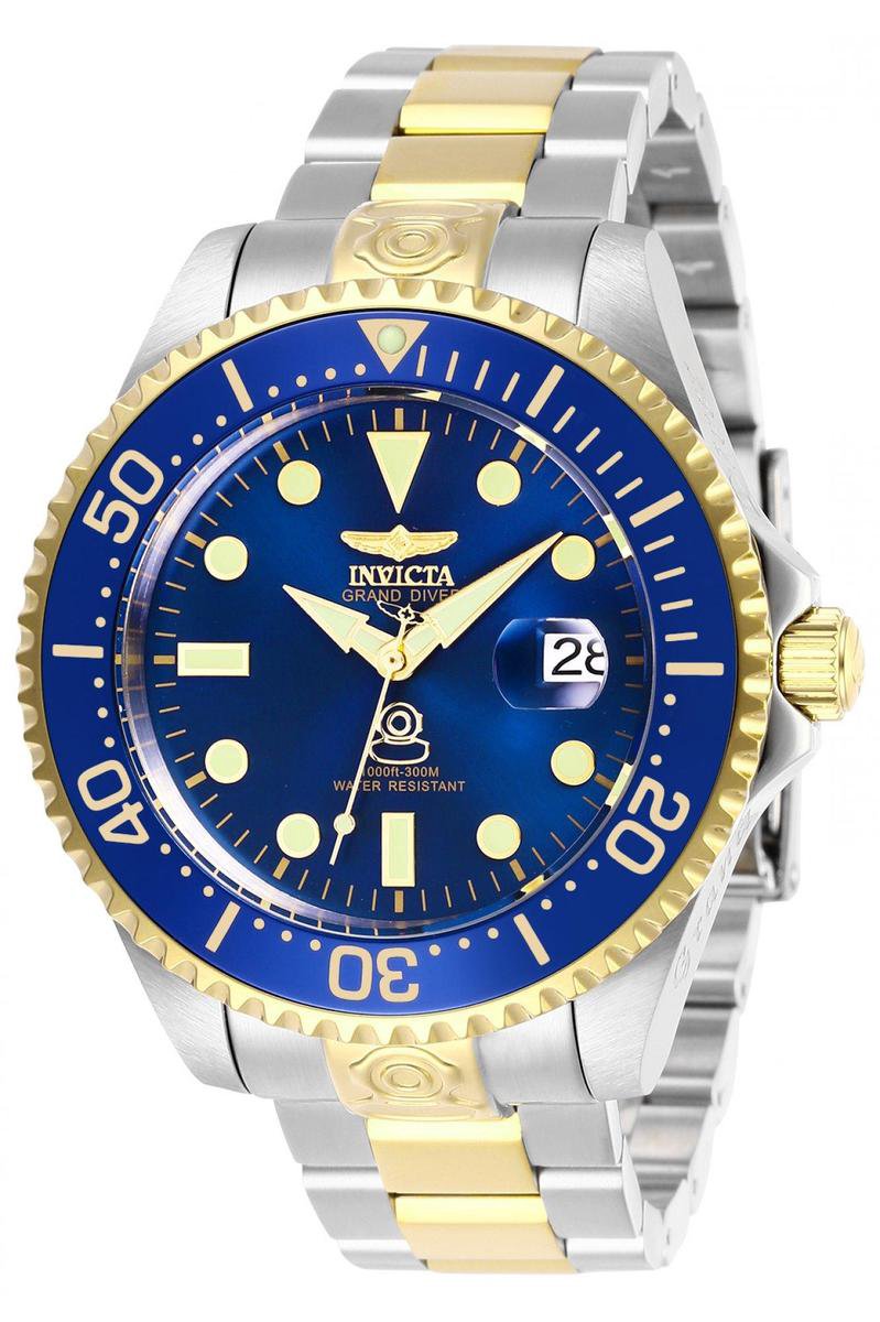 Invicta Grand Diver 27613 Heren Horloge - Waterdicht - Analoog - Automatisch Uurwerk - Roestvrij Staal met blauwe Wijzerplaat - 47mm