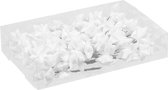 108x Witte glitter mini sterretjes stekers kunststof 4 cm - Kerststukje maken onderdelen