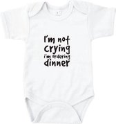 Rompertjes baby met tekst - I'm not crying i'm ordering dinner - Romper wit - Maat 50/56