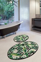 Nerge.be | Botanic - 60x100 - 50x60 | 1 Set, 2 Sets Badkamerkleden en Matten Sets | Badmatten voor Bad Antislip | Badkamermatten | Antislip Badmatten voor Bad. Antislip Douchematte