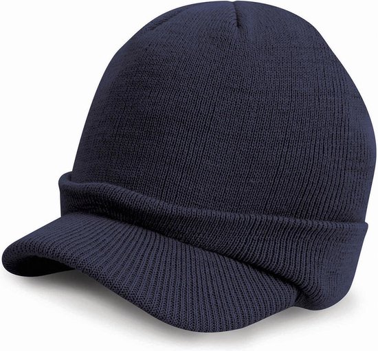 Chapeau d'hiver à la Trendy de chaud avec visière pare - soleil en bleu  foncé pour... | bol.com