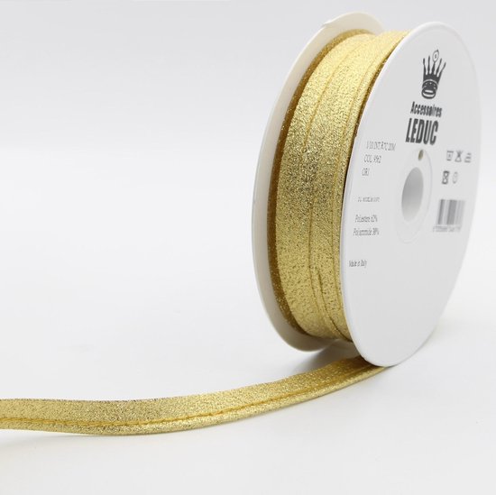 20 Meter LUREX PASPEL/PIPING Biaisband, Kleur GOUD 9562