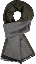 Michaelis heren sjaal - olijfgroen met grijs - Maat: One size