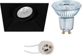 LED Spot Set - OSRAM Parathom PAR16 940 36D - Pragmi Nivas Pro - GU10 Fitting - Dimbaar - Inbouw Vierkant - Mat Zwart - 3.7W - Natuurlijk Wit 4000K - Trimless - Kantelbaar - 150mm - BSE