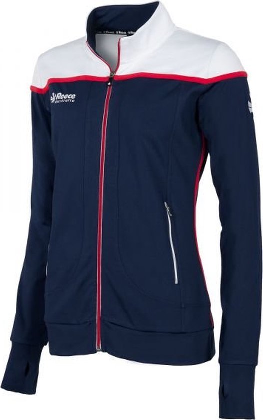 Navy jack met witte bovenkant en rode accenten. Reece Australia logo op de borst.