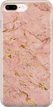iPhone 8 Plus/7 Plus hoesje siliconen - Marmer roze goud - Soft Case Telefoonhoesje - Marmer - Transparant, Roze