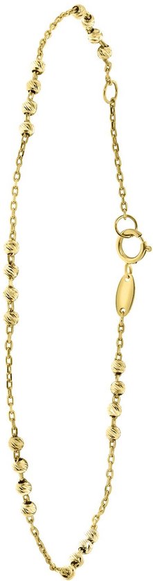 Lucardi Dames Armband bolletjes - 14 karaat goud - Armband - Cadeau - 19 cm - Geelgoud