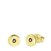 Zilveren oorbellen goldplated disc alfabet - O