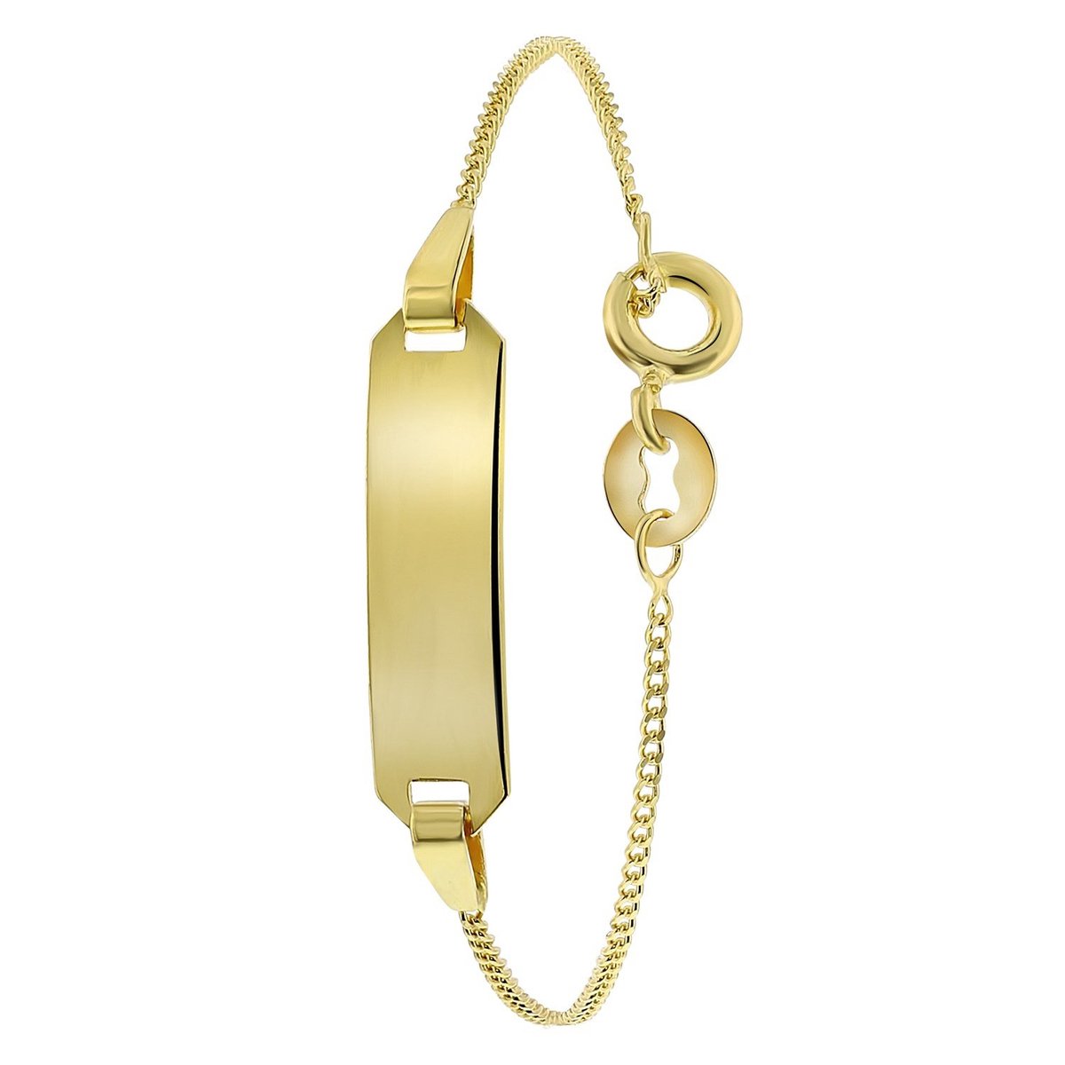 Lucardi Baby's - Armbandje met hanger - Rechthoek - Cadeau - 14 Karaat Goud - Geelgoud