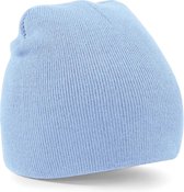 Warme gebreide Beanie wintermuts in het lichtblauw voor volwassenen - Damesmutsen / herenmutsen - 100% polyacryl - Basic line
