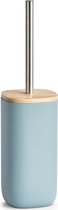 Toiletborstels met blauwe houten houder 37,5 cm - Zeller - Huishouding - Badkameraccessoires/benodigdheden - Toiletaccessoires/benodigdheden - Wc-borstels/toiletborstels