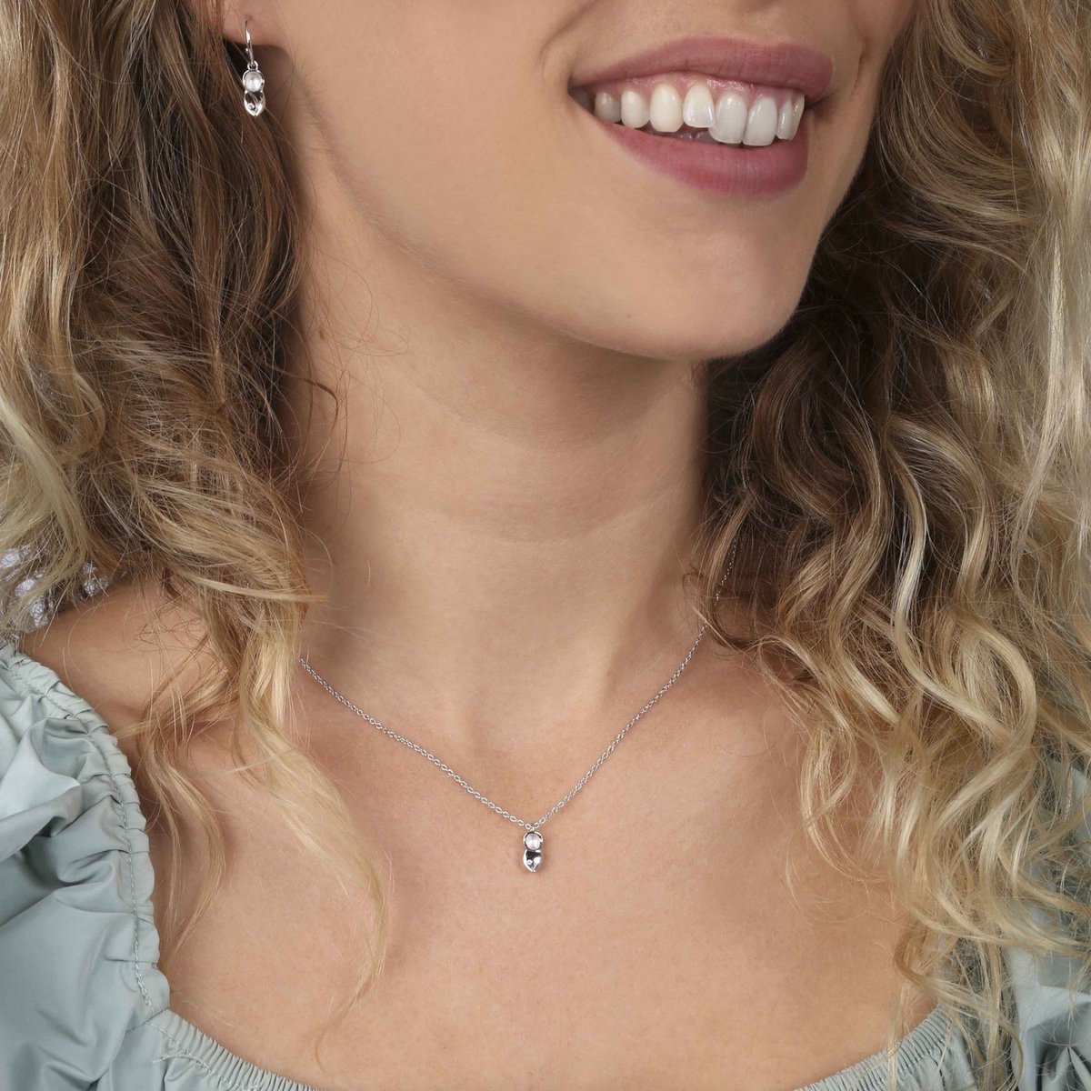 Lucardi - Dames stalen ketting met steen multi