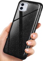 iPhone 12 Hoesje Glitters Siliconen TPU Case zwart - BlingBling Cover