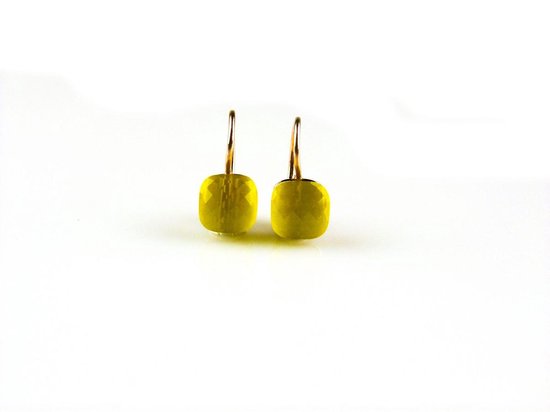 boucles d'oreilles modèle Adrina en argent pierre jaune plaqué or rose