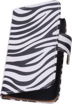 Zebra Bookstyle Wallet Case Hoesjes voor Sony Xperia M2 Wit