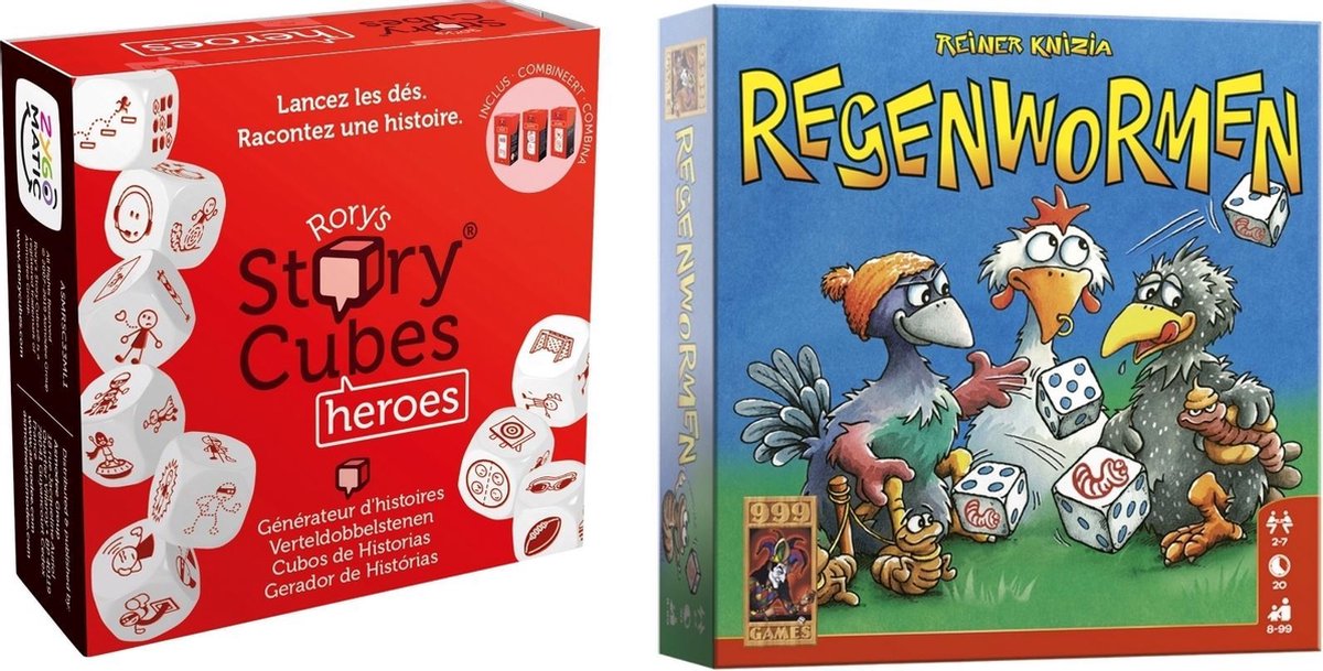 Spellenbundel - Dobbelspel - 2 Stuks - Rory's Story Cubes Heroes & Regenwormen