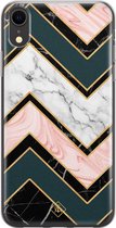 iPhone XR hoesje siliconen - Marmer triangles | Apple iPhone XR case | TPU backcover transparant