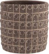 Bloempot Relief Dots Bruin 14,5x14,5xh15cm Cilindrisch Aardewerk