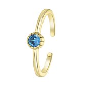 Lucardi Dames Ring goldplated geboortesteen - Ring - Cadeau - Echt Zilver - Goudkleurig