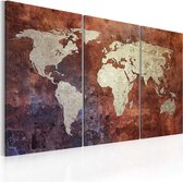 Artgeist Rusty kaart van de Wereld Canvas Schilderij - 60x40cm
