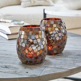 LOBERON Windlicht set van 2 Merritas bruin
