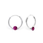 Aramat jewels ® - 925 sterling zilveren kinder oorringen met roze kristal