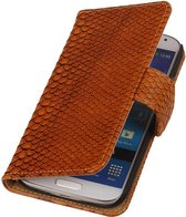 Wicked Narwal | Snake bookstyle / book case/ wallet case Hoes voor Samsung Galaxy Core LTE / 4G G386F Bruin