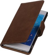 Wicked Narwal | Bark bookstyle / book case/ wallet case Hoes voor sony Xperia M4 Aqua Bruin