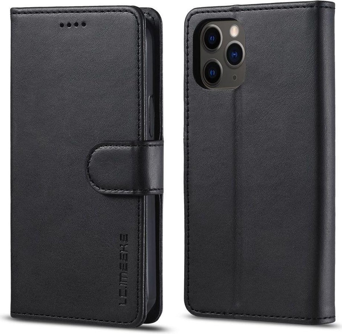 LC.IMEEKE Apple iPhone 12 / 12 Pro Hoesje Portemonnee Book Case Zwart