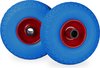 Relaxdays steekwagenwiel - set van 2 stuks - stalen velg - anti lek - 25 mm as - 100 kg - Blauw-rood