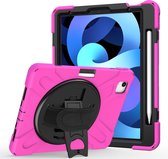 Case2go - Tablethoes geschikt voor iPad Air 10.9 2020/2022 - Hand Strap Armor Case - Magenta