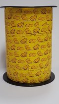 Krullint Pasen Kuikens Geel met Oranje 10mm x 225 meter (1 rol)