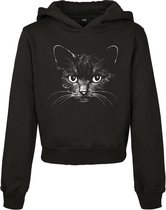 Urban Classics Kinder hoodie/trui -Kids 122- Black Cat Cropped Zwart
