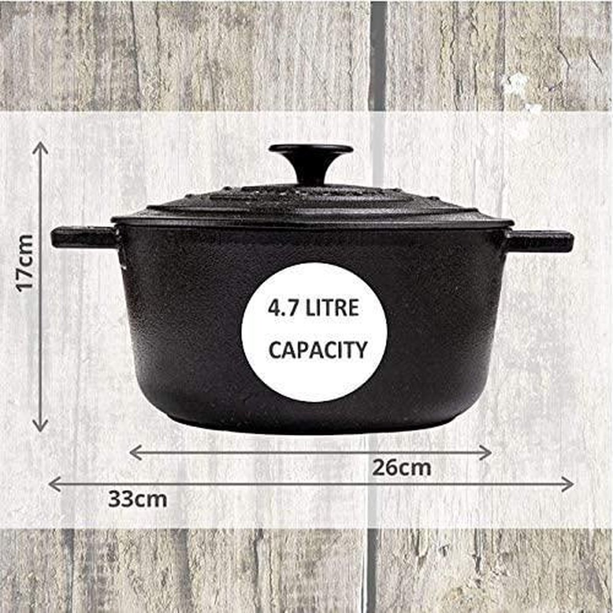 Gietijzeren braadpan met deksel, geëmailleerde braadpan met antiaanbaklaag, ovenvast tot 260 °C, robuuste braadpan, rood, 6,4 l, 28 cm Nuovva
