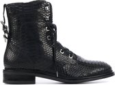 Lina Locchi Vrouwen Leren Slangenprint Biker boots / Laarzen / Damesschoenen L1008 liz - Zwart - Maat 38