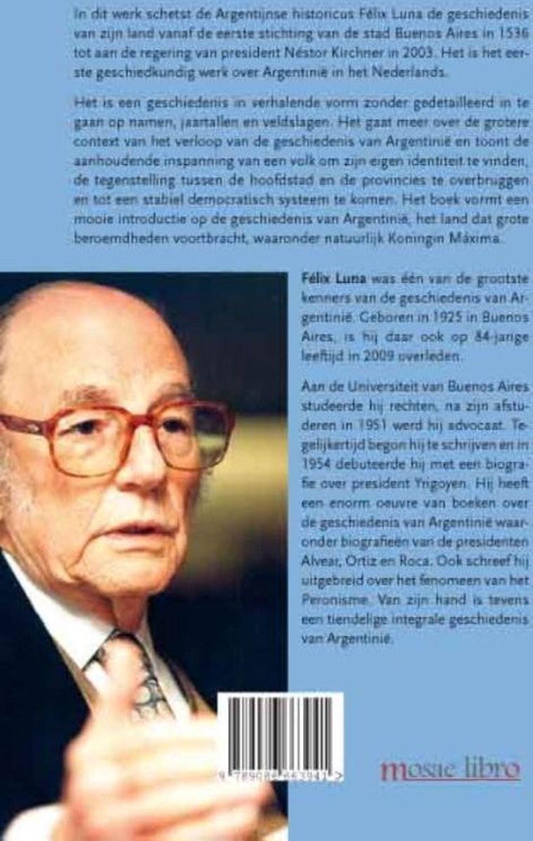 Portret van de Argentijnse historicus Félix Luna, de auteur van "Beknopte geschiedenis van Argentinië".