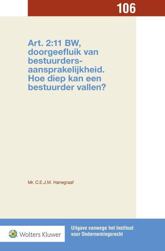 Art. 2:11 BW, doorgeefluik van bestuurdersaansprakelijkheid - cover