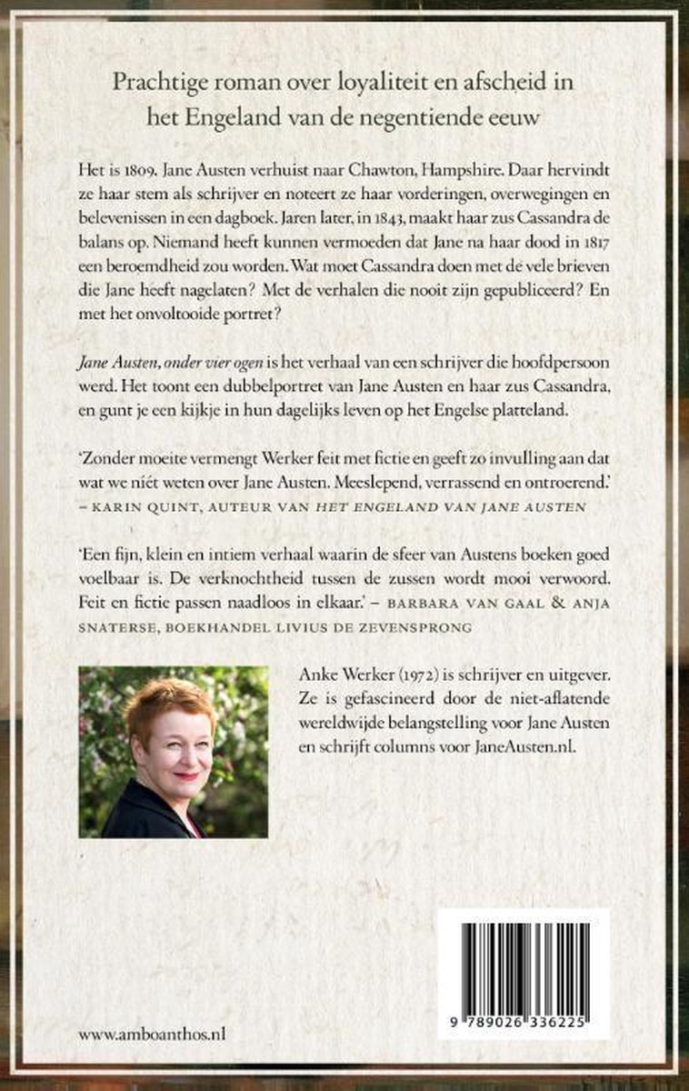 Jane Austen, onder vier ogen - back cover